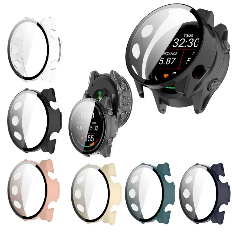 2 in 1 Case For Garmin Forerunner 170 / 70 Hard PC Frame Bumper + HD Slim Tempered Glass Anti-scratch Screen Protector