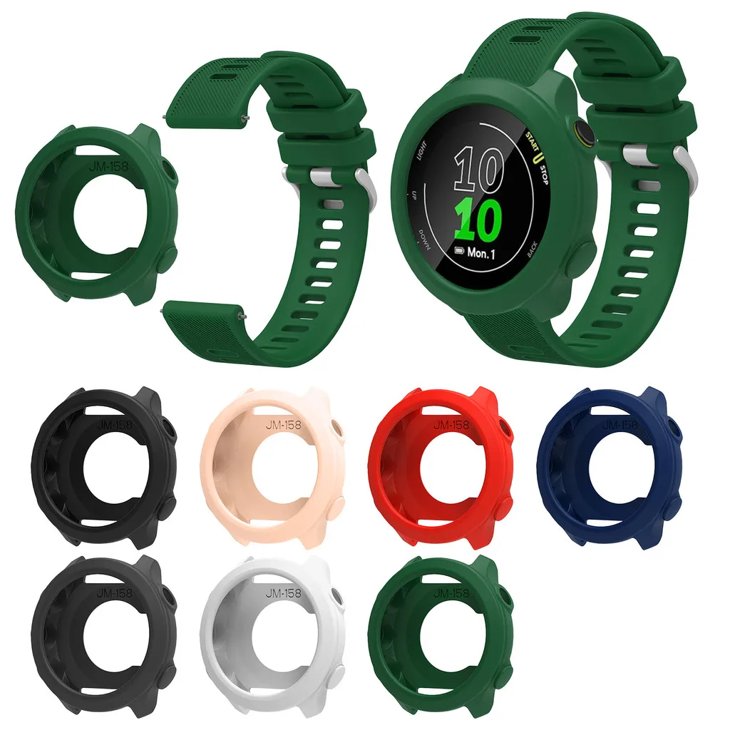 Soft TPU Case Cover For Garmin Forerunner 158 Slim Watch Screen Protector