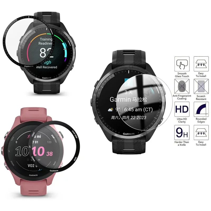 Tempered Glass and PMMA Screen Protector for Garmin Forerunner 955 965 255 255S Anti-Scratch Cover