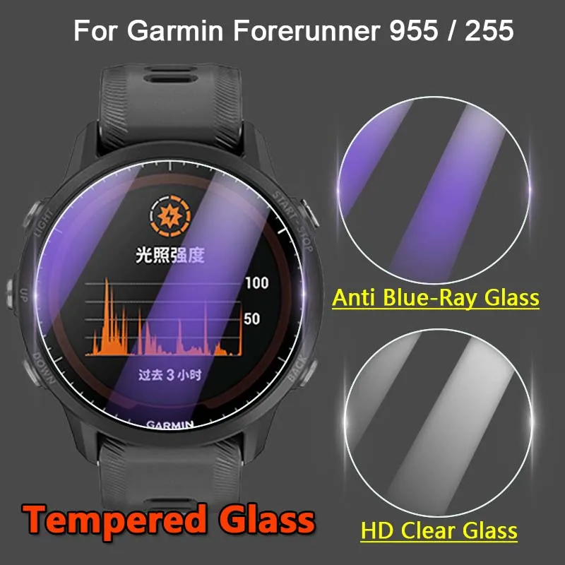 5Pcs Screen Protector For Garmin Forerunner 955 255 255S SmartWatch 2.5D HD Clear / Anti Blue-Ray Tempered Glass Protective Film