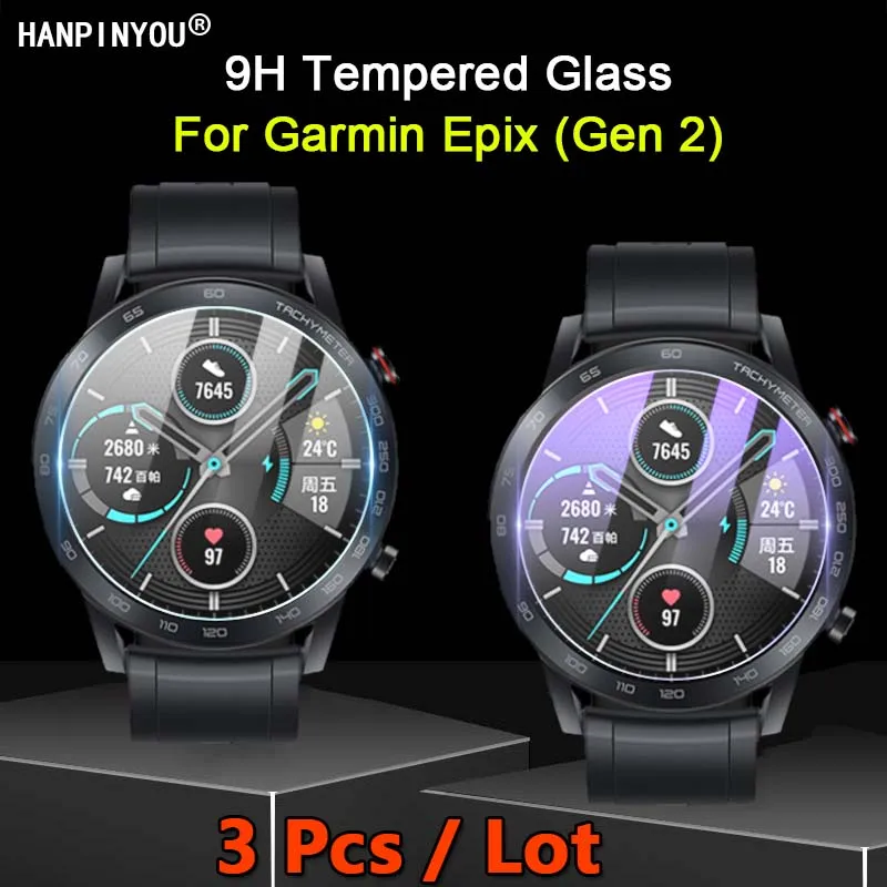 3Pcs Screen Protector For Garmin Epix Gen 2 Forerunner 955 255 SmartWatch Ultra Clear / Purple Light 2.5D 9H Tempered Glass Film