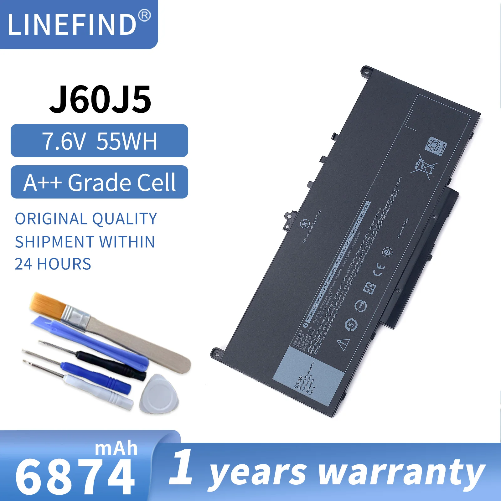E7470 E7270 J60J5 Battery for Dell Latitude 7470 7270 Laptop Battery 1W2Y2 0MC34Y MC34Y R1V85 242WD GG4FM WYWJ2 451-BBSX BBSY