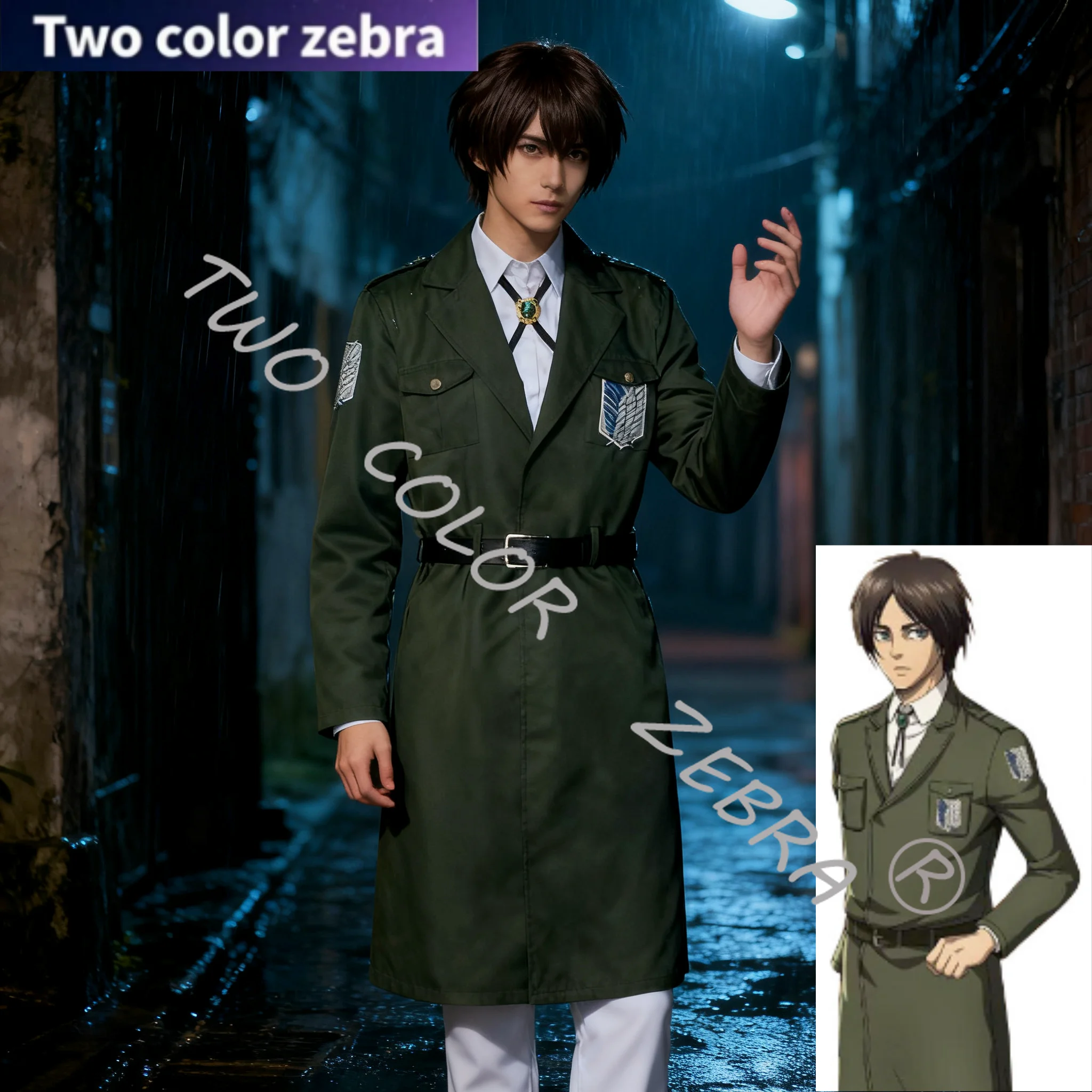 Attack on Titan Levi Ackerman Cosplay Costume Scouting Legion Army Green Military Trench Coat Full Uniform Set For Halloween