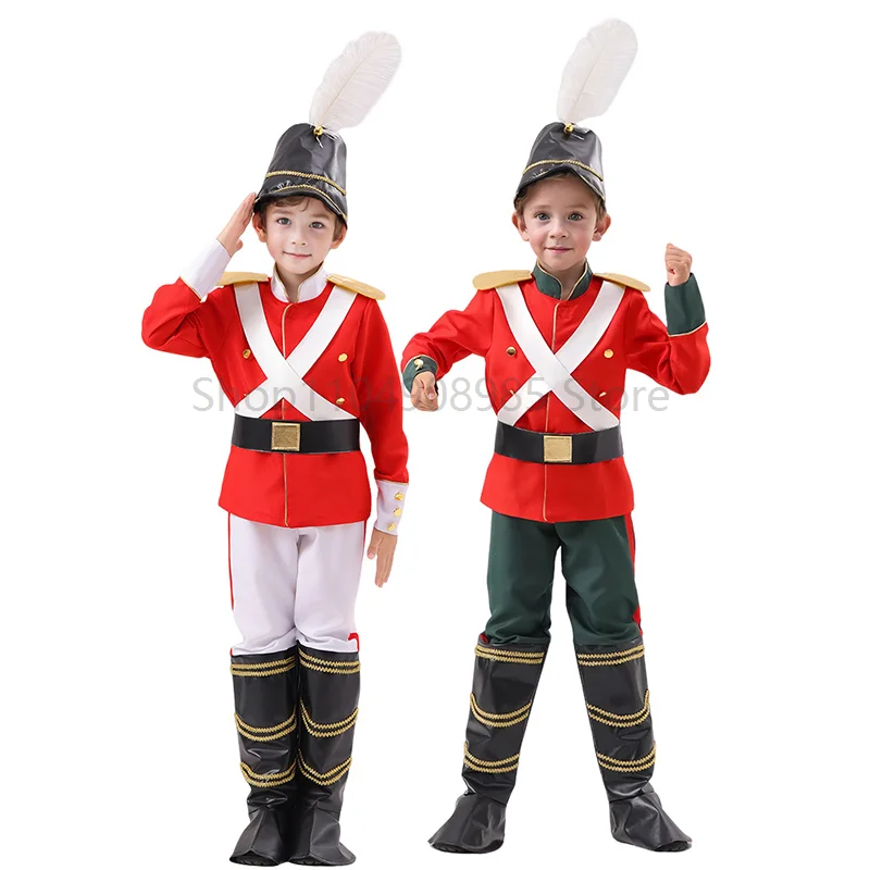 Unisex Children Army Military Uniform Fancy Dress Up Red Royal Guard Suit Toy Solider Costume for Boys Girls