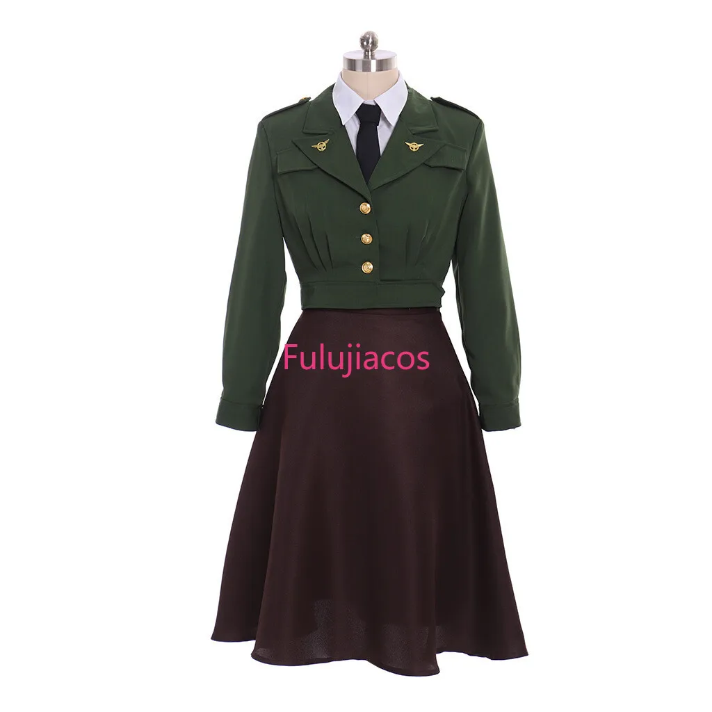 Fulujiacos Carter Cosplay Costume Army Green Agent Carter Margaret Military Uniform