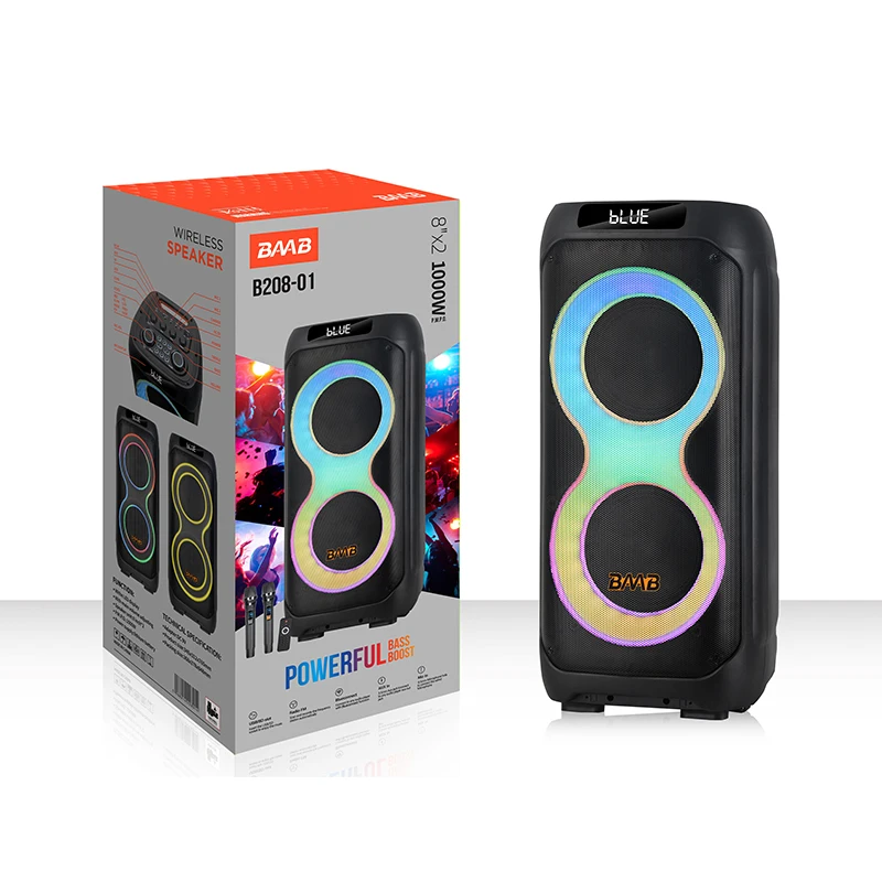 B208-01 Outdoor High Power For IPX4 Waterproof 40W Portable Party Box Speaker Dual 8