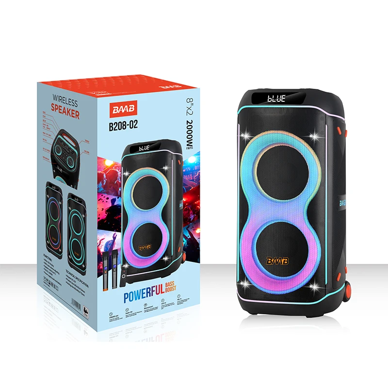B208-02 Outdoor For 5.0 Waterproof Portable Party Speaker Dual 8
