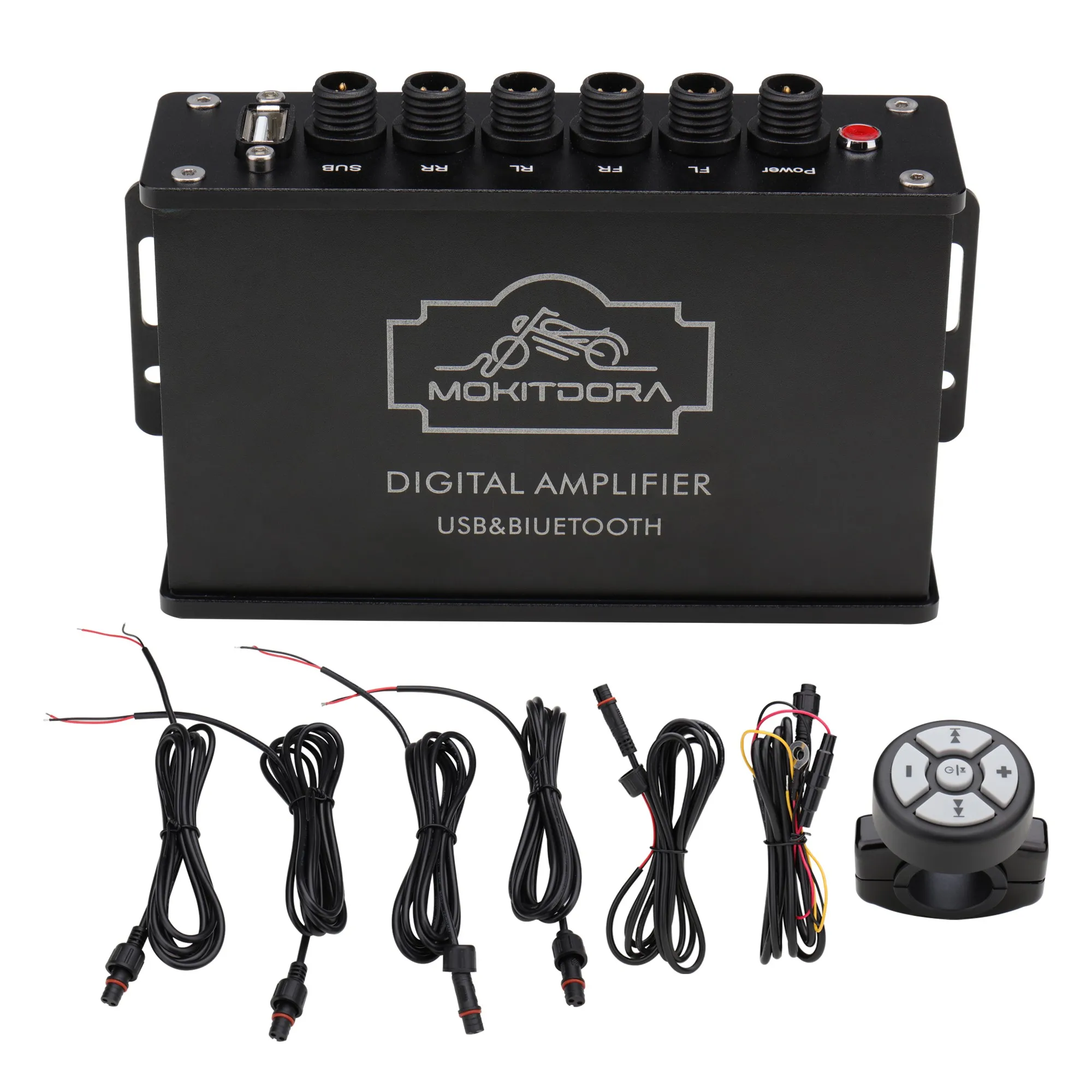 Motorcycle 1000W 4-Channel Stereo Power Amplifier Bluetooth Portable Subwoofer for Harley ATV UTV RZR Boat Car