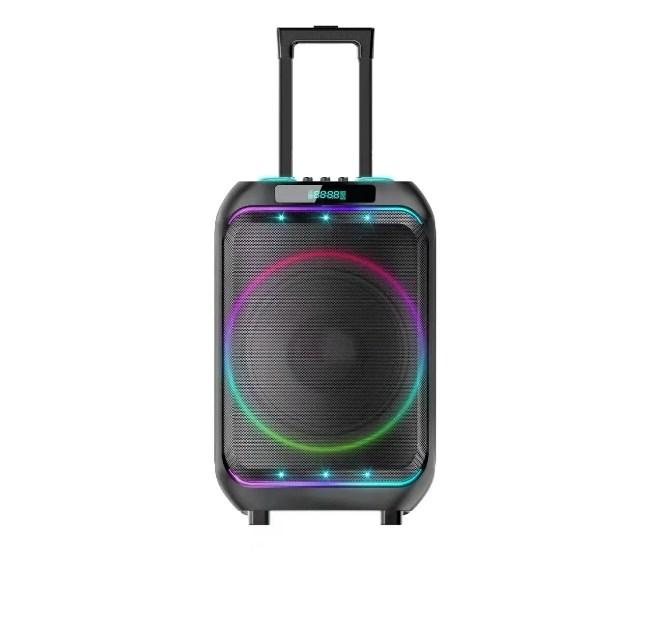 New12 Inch Woofer BT Wireless Portable PartyBox Speaker LED Disco Light Big Rechargeable Karaoke Speaker Stage Computer Mic