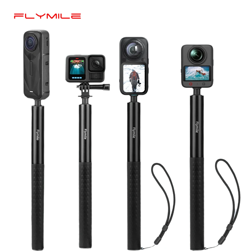 Flymile Invisible Selfie Stick for DJI Osmo 360 II/Insta360 X6 X5 Accessories 51.18IN Adjustable Extension Rod Vlgo Handle