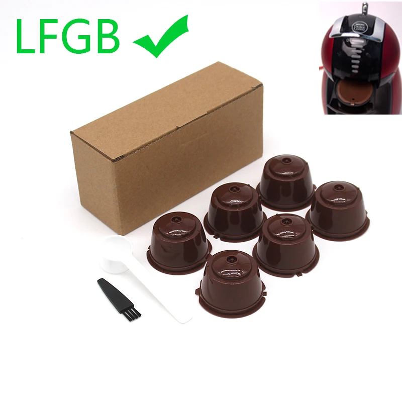 6Pcs Fit Dolce Gusto Coffee Capsule Reusable Coffee Pod For Nescafe Dolce Gusto With Spoon Brush Kitchen Accessories