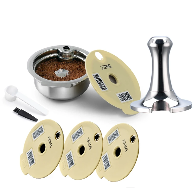 Reusable Coffee Capsule Pods for BOSCH-s Machine Tassimo Happy Vivy Stainless Steel Refillable Coffee Maker Filter 180ML/220ML