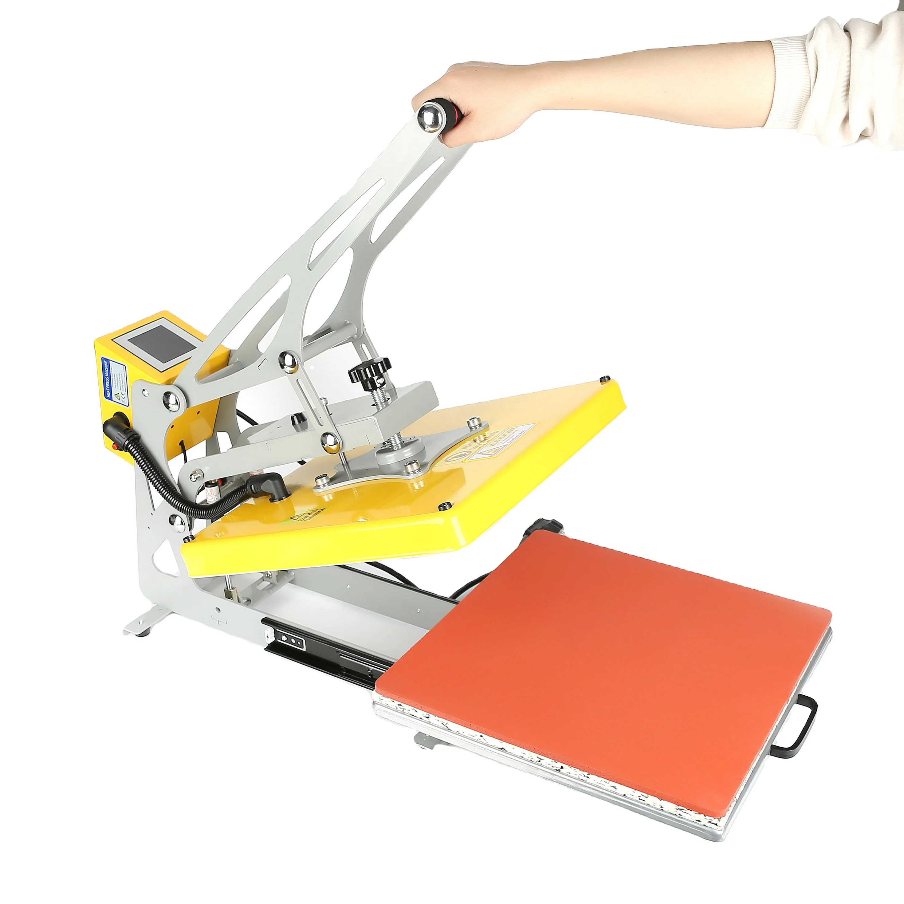 2022 NEW Design High Pressure Sublimation Slide Rail T Shirt Auto-Open Large Format Heat Press Machines 16 X 24