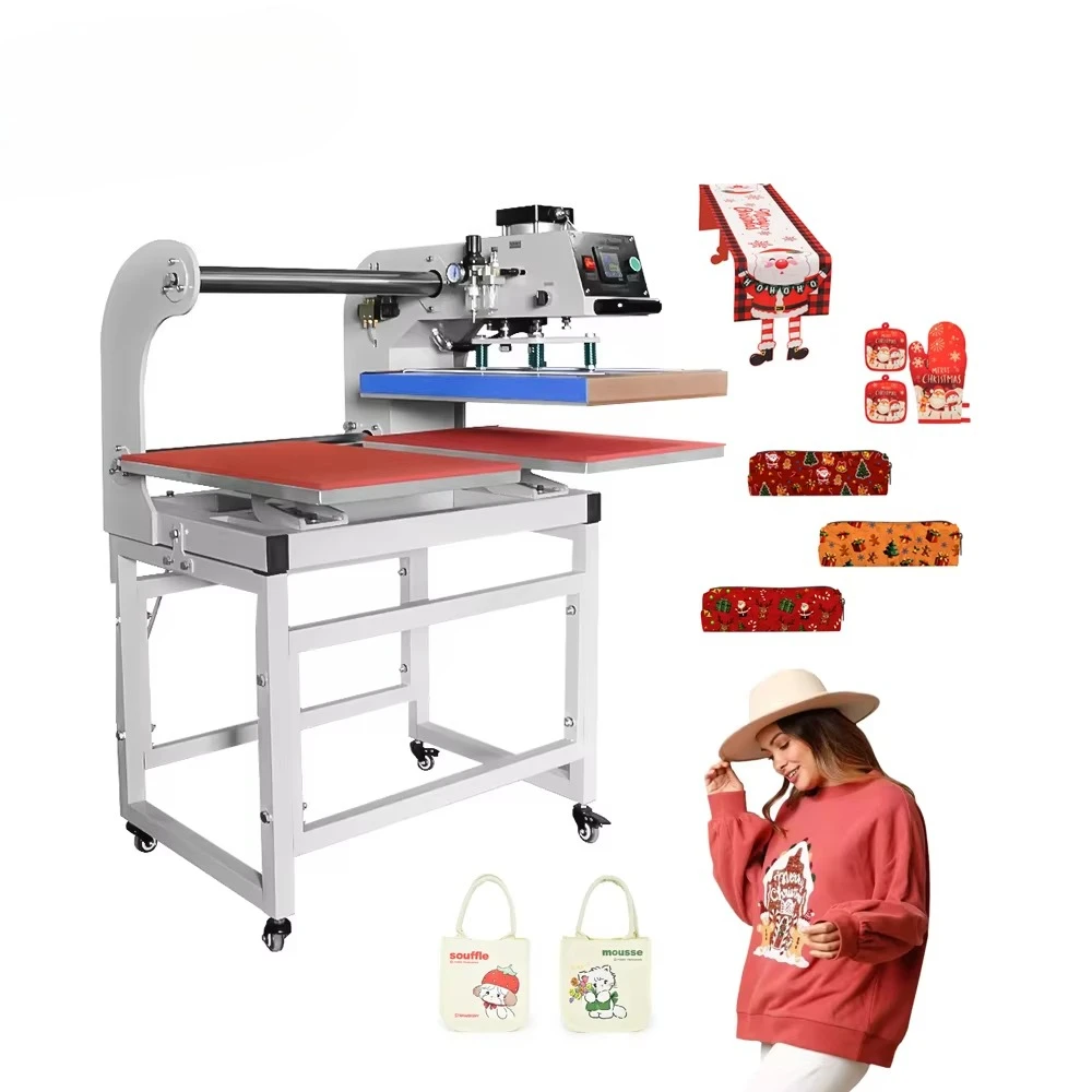 Dual Station Auto-Open Pneumatic Hydraulic Heat Press Machine 16x24 Slide 38x38 New Semi-Automatic for T-Shirts Printing Double