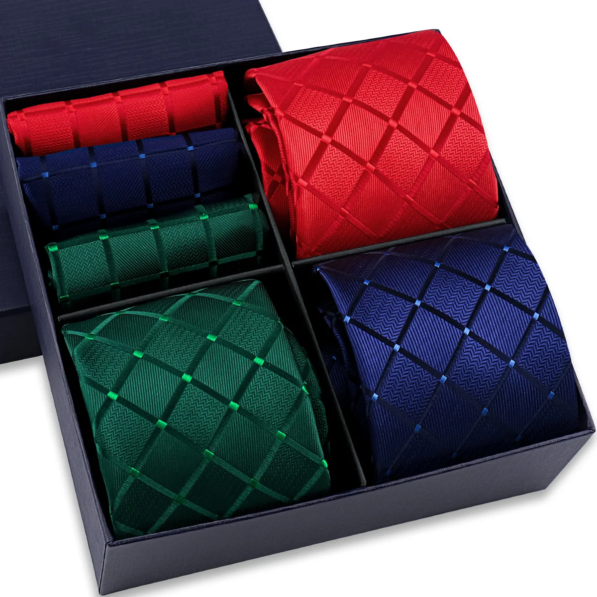 Brand New Elegant Classic Luxury Men Tie Gift Box Set 3 Pcs High Quality Plaid Suit Accessory Wedding Formal Party Accessory