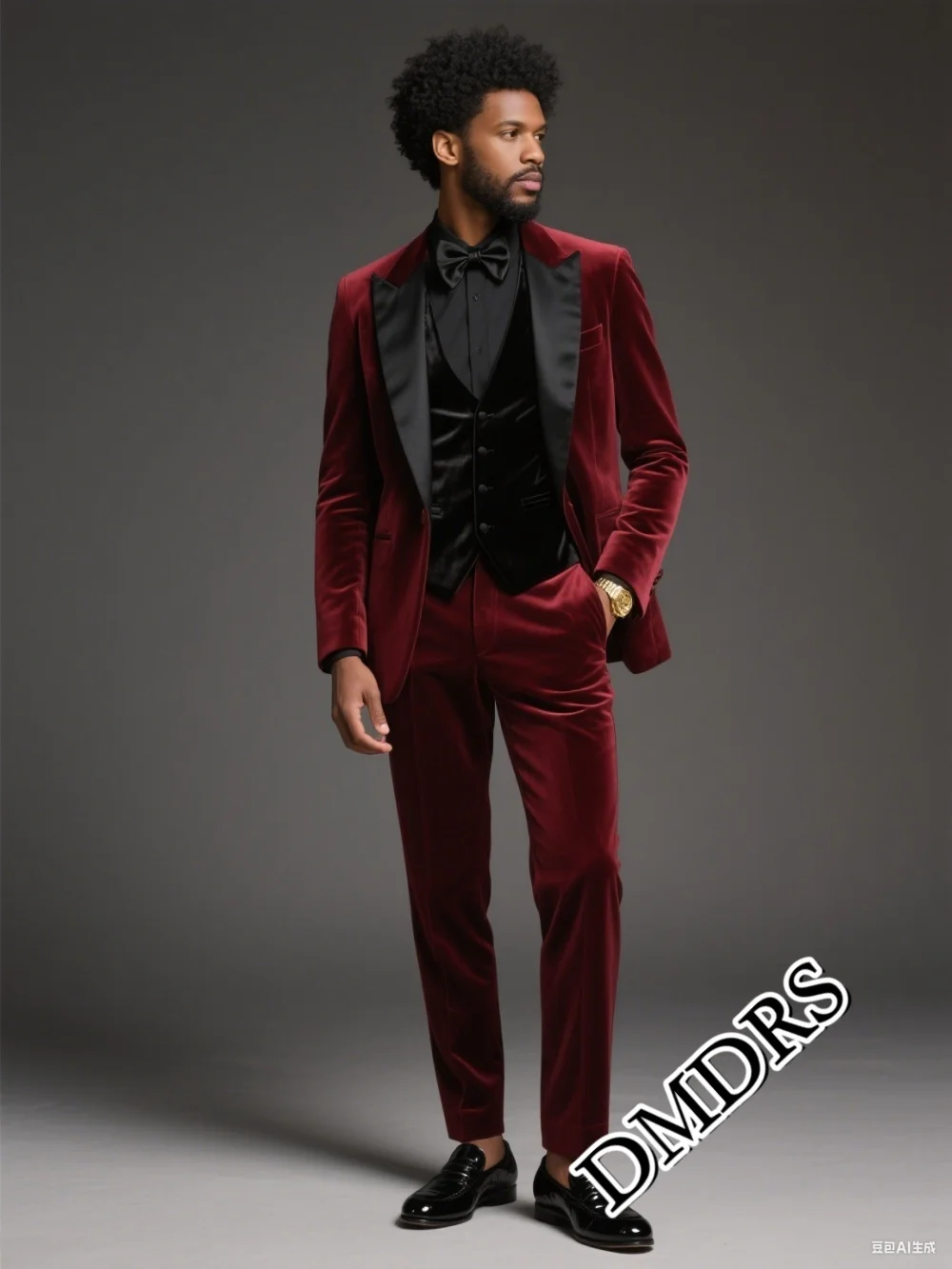 High-Quality Burgundy Velvet Men's Suit Set For Wedding & Stylish Business 3PCS Classic Men's Suit Set (Jacket, Vest, Pants)