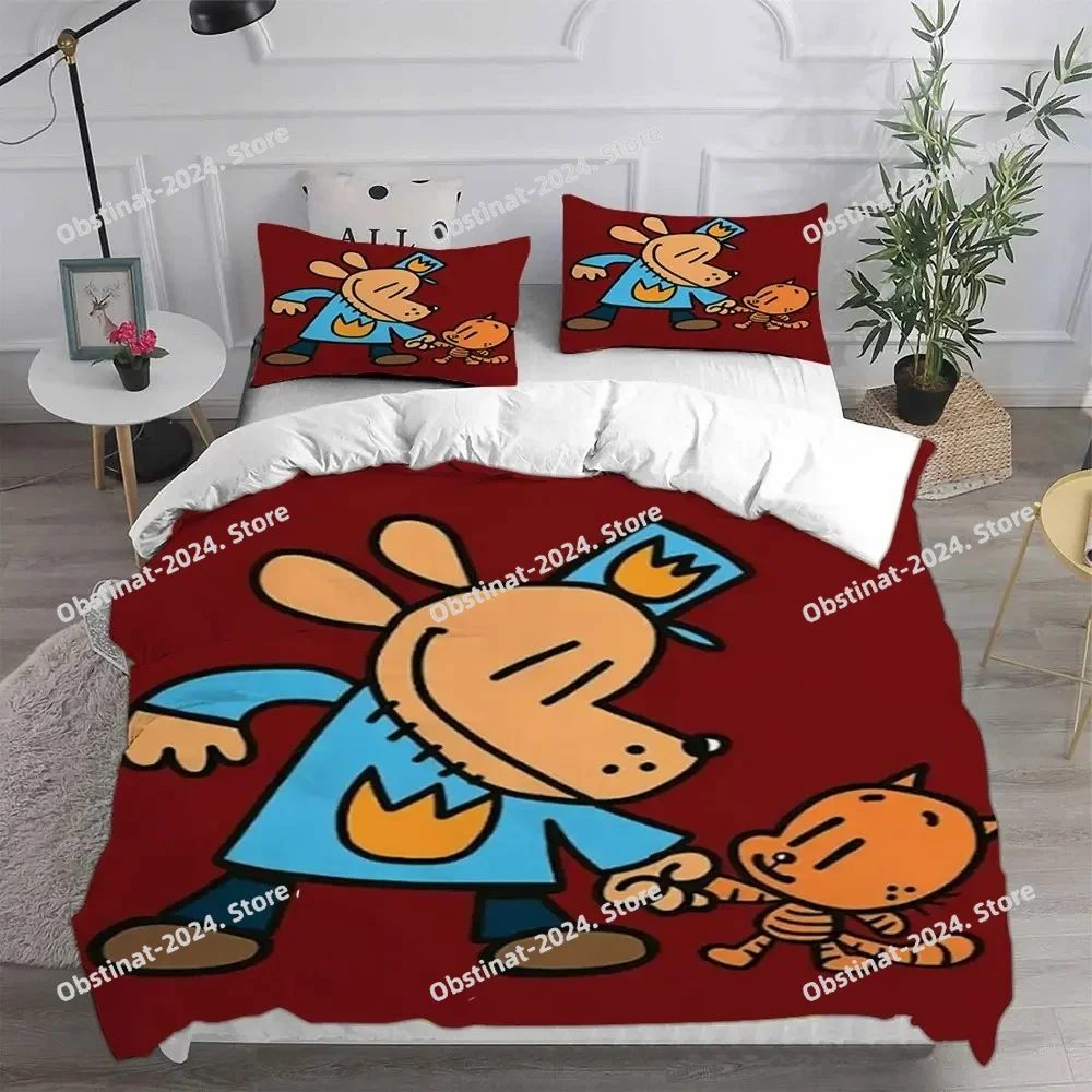 Dog Man Comforter Pillow Case Bedding Set Printed Bed Set Duvet Cover Sheet Pillowcase Bed Soft Quilt Cover Full Queen King Size