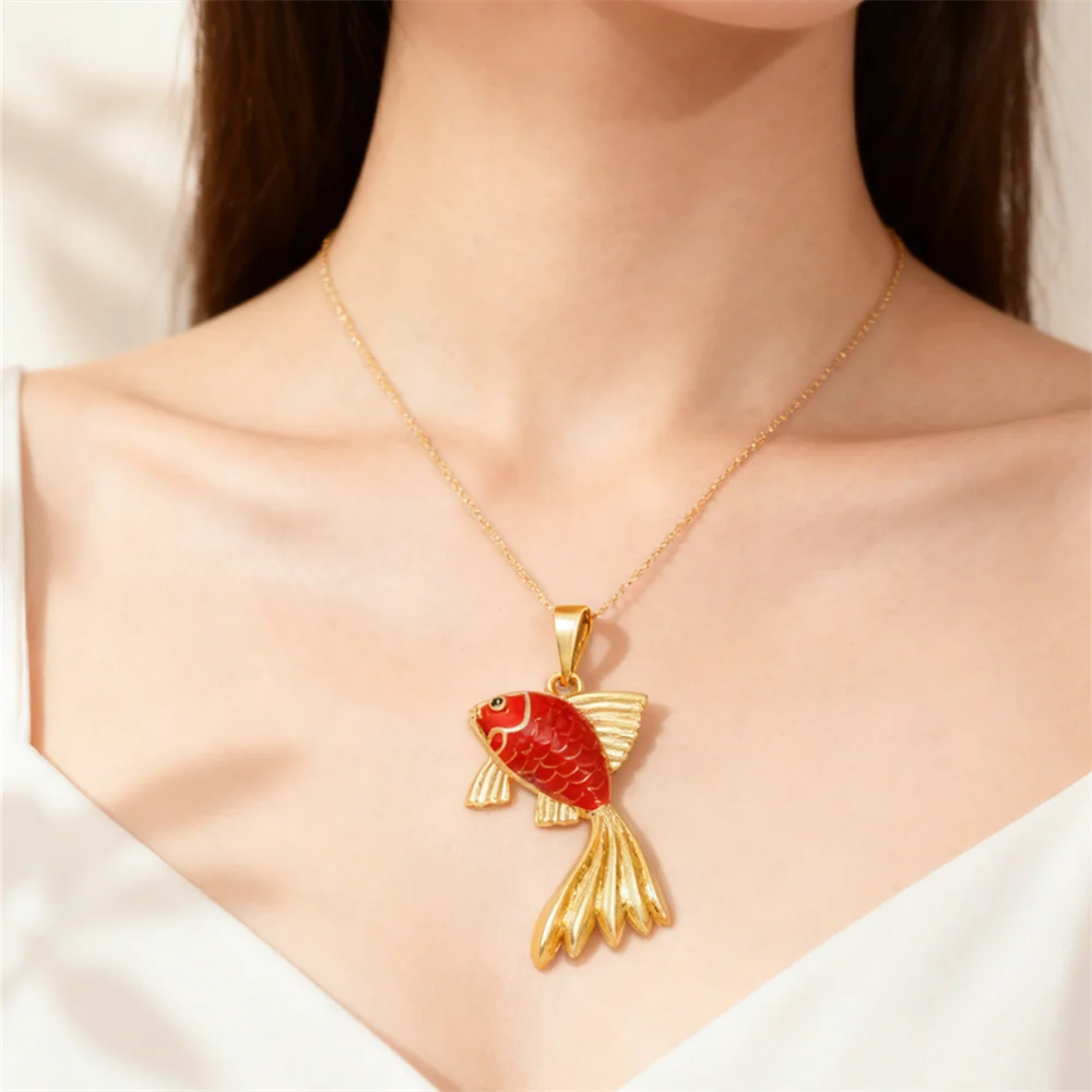 3Pcs Pendants Brass Enamel Koi Fish Charms for DIY Jewelry Necklace Bracelet Making Fashion Daily Wear Accessories for Men Women