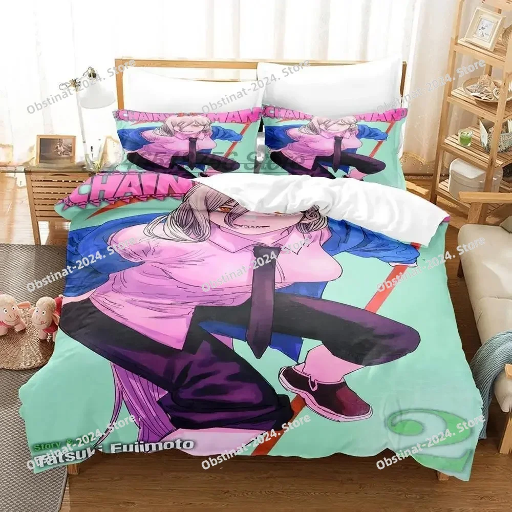 Anime Girls Chainsaw Man Makima Bedding Set Boys Girls Twin Queen Size Duvet Cover Pillowcase Bed Kids Adult Home Textile