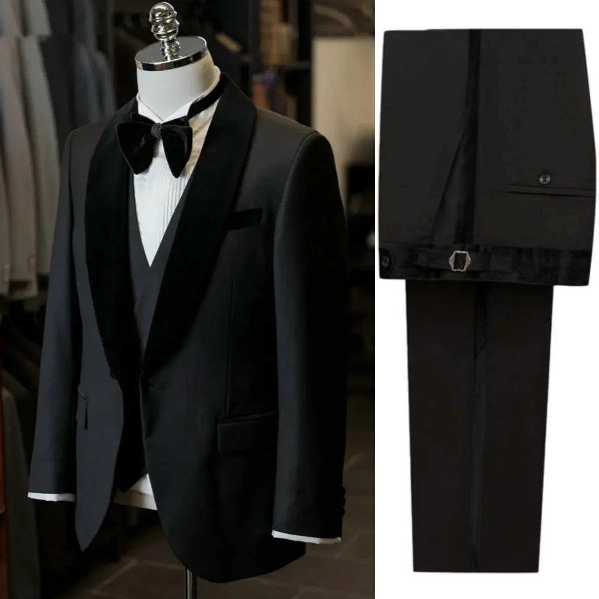 Classic Fit Wedding Tuxedos 3 Pcs Jacket Vest Pants Men Suit Simple Single Breasted Evening Business Blazer Customized