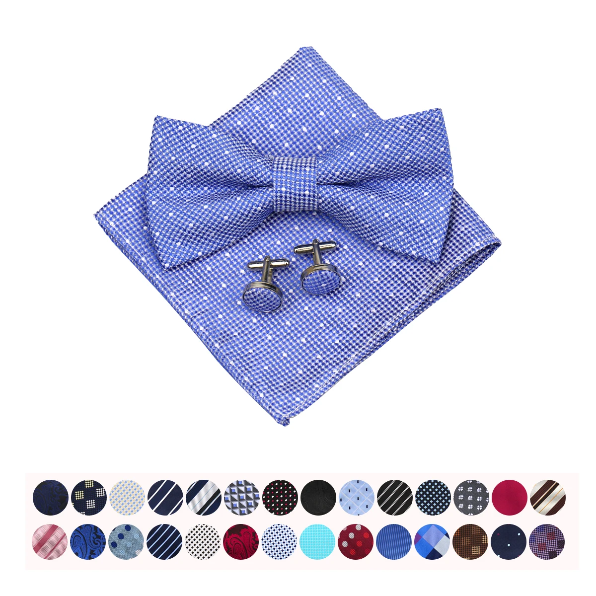 55 Styles Men Bow Tie Sets 3 Pcs Luxury Classic Stripe Pocket Square Cufflinks Paisley Floral Polka Dot Wedding Business