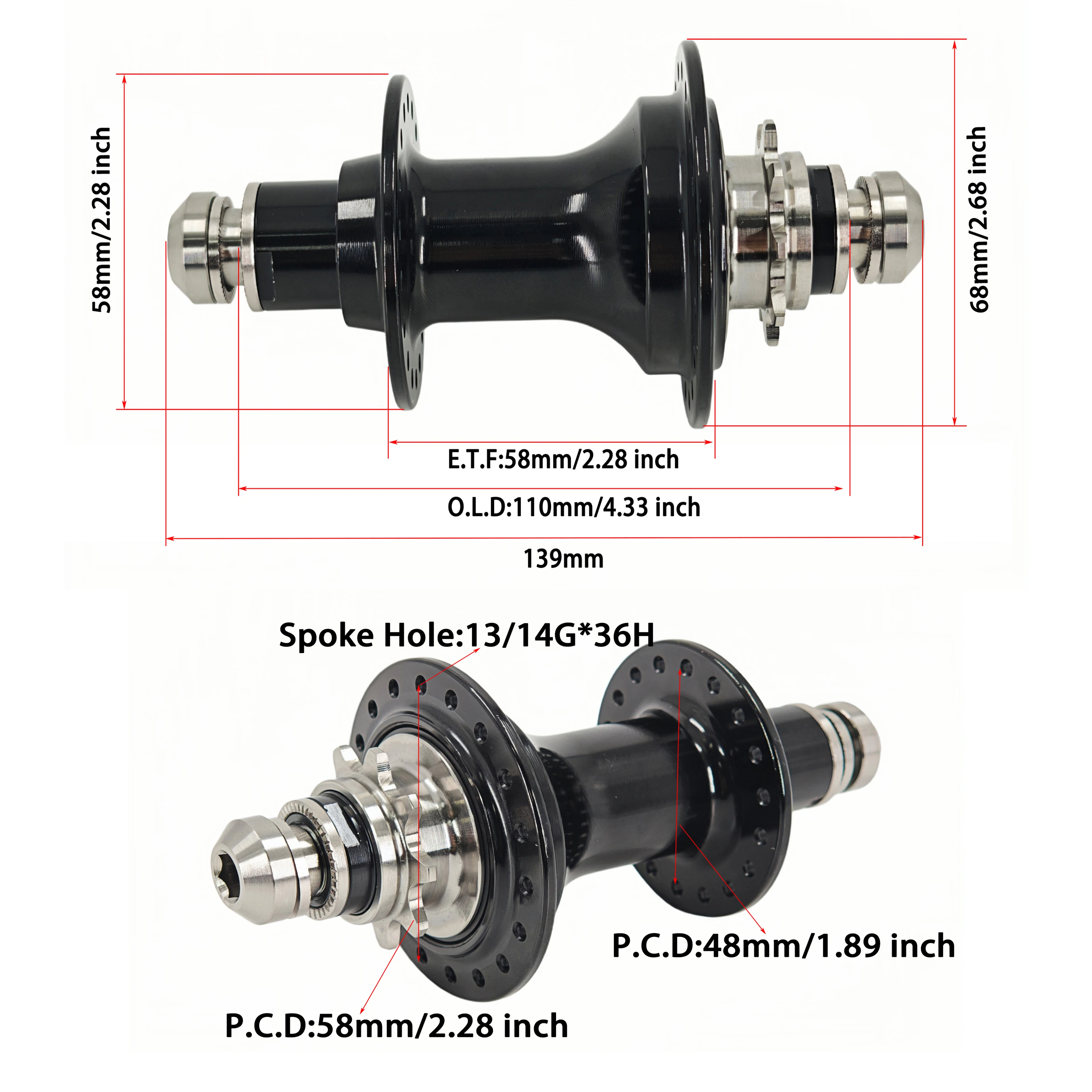 BMX Bike Hub bmx Titanium alloy axle hub 36H Right Driver Bicycle Hubs Rear bmx hubs Ultralight mini bike hub 9T 120 click sound