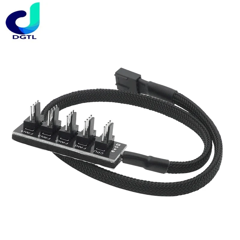 Braided Power Cable 1 to 5 / 4 Pins TX4 PWM CPU Cooler Computer Chassis Cooling Fan Hub Splitter Adapter Wire 39cm 40CM