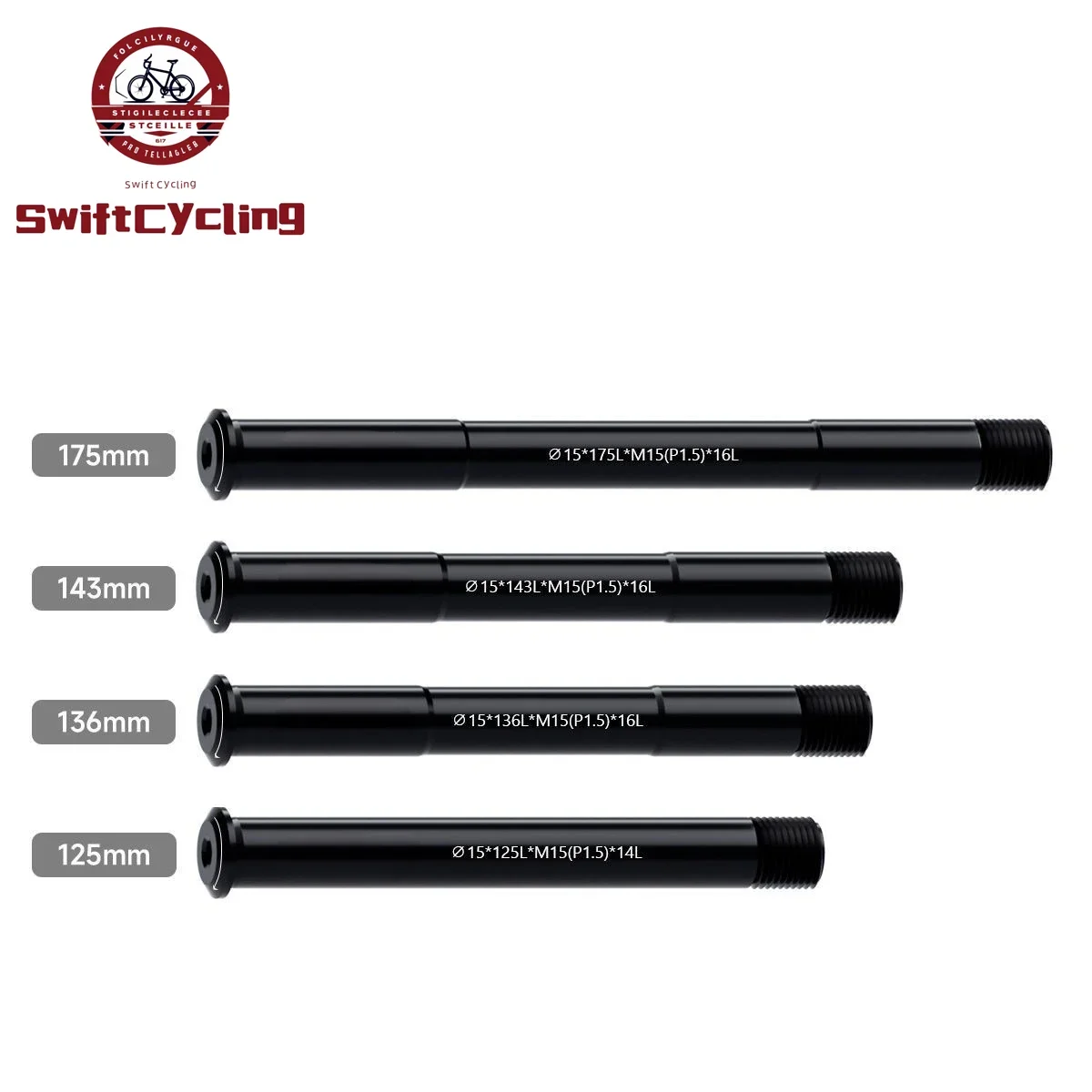 Swift FatBike MTB Bike Thru Axle Boost Front Fork Rear Hub Shaft M15x1.5 15x110mm 15x125/136/143/175mm DH XC Enduro Bike Axle