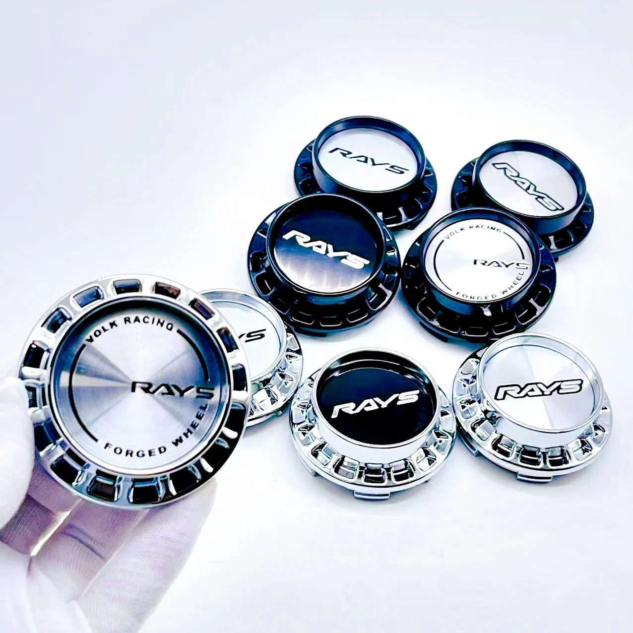 4pcs 3D 67MM Car Wheel Center Caps With RAYS Racing Logo Emblem Wheels Hubcaps Auto Hub Rim Cover Replace Car Accessories
