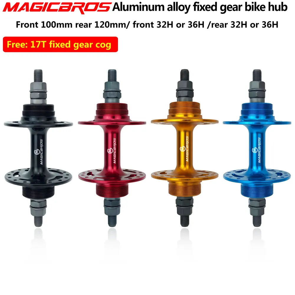 MAGICBROS Fixed Gear Bike Hub Aluminum Single Speed Bicycle Front Rear 32H 36H Hub 700C Track Bike Cycling Fixie Bike Wheel Hubs
