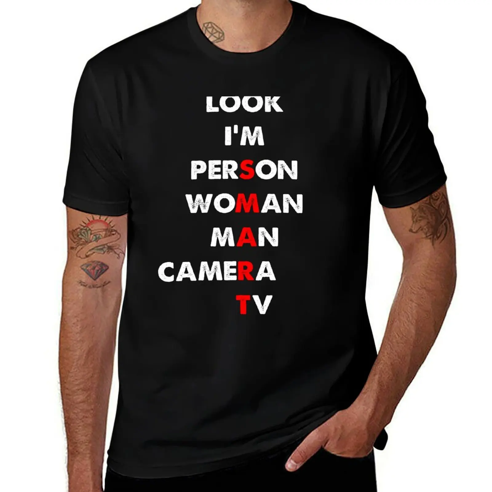 Look I'm Smart Person Woman Man Camera TV T-Shirt Basic Solid Color Short Sleeve T-Shirt