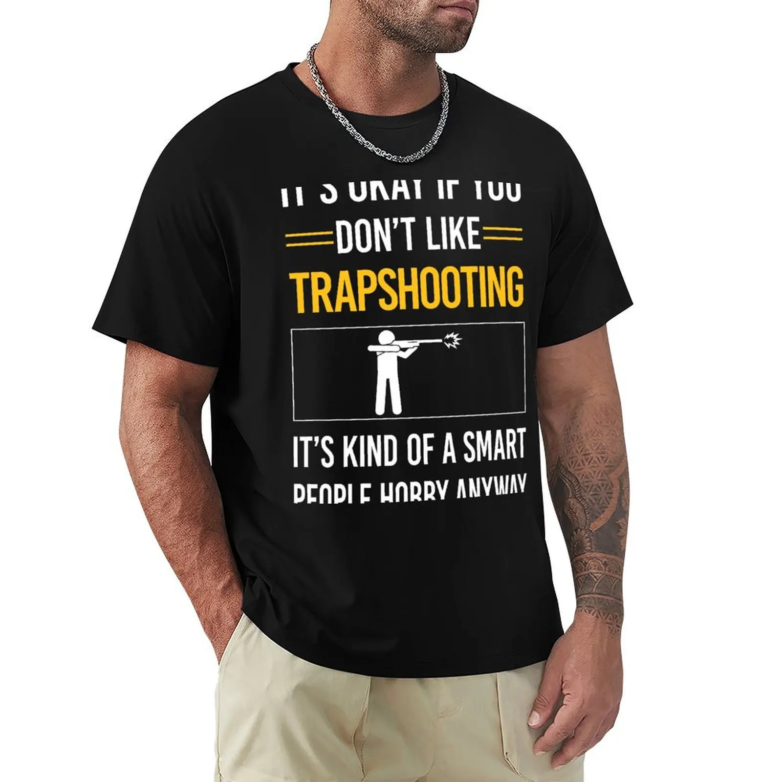 Funny Smart People Trapshooting Trap Shooting Clay Target Shooting T-Shirt Large Size Loose Casual Tee