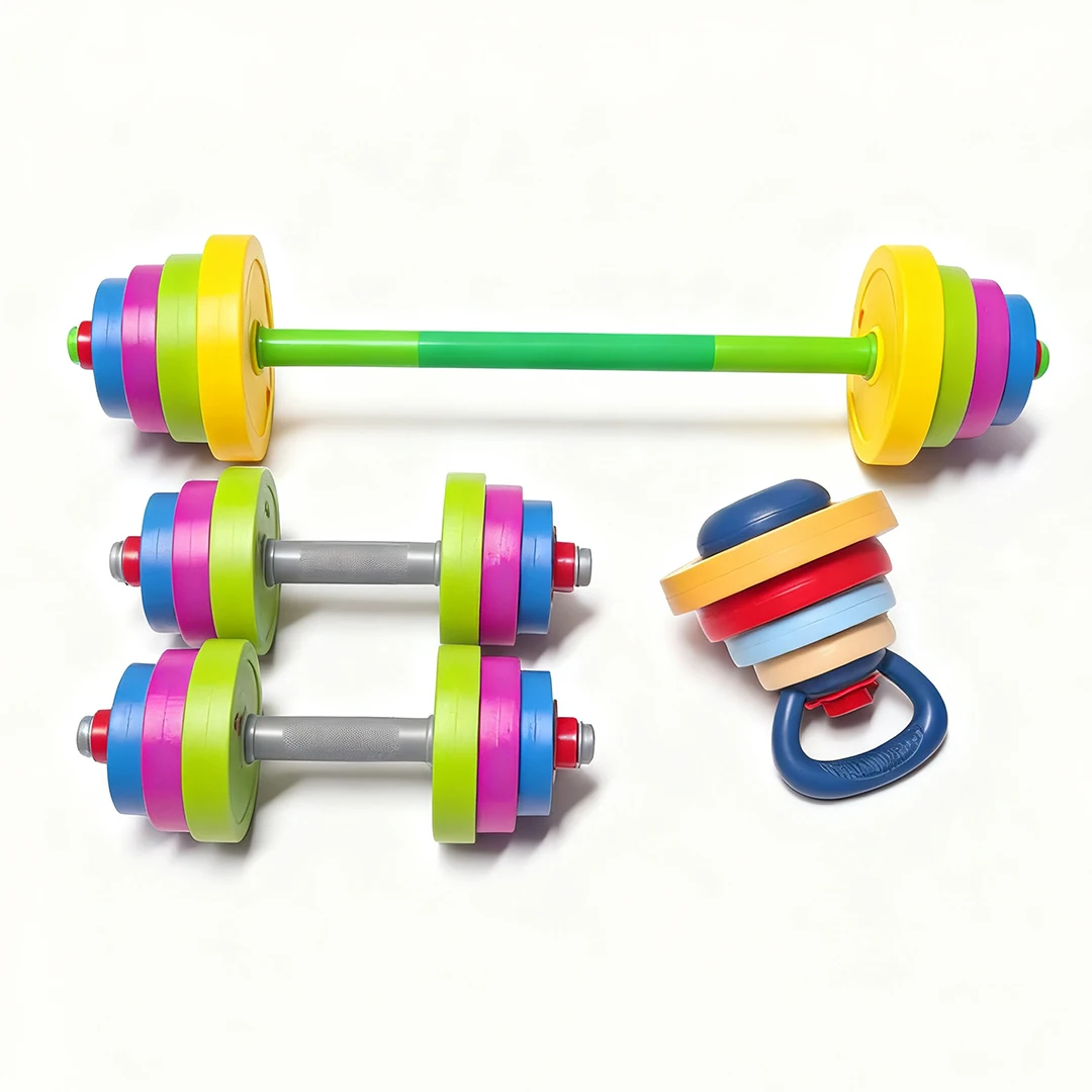 Kid Dumbbell Fitness Weightlifting Barbell Kettlebell For Sport Toy Indoor Outdoor Children FitnessEquipment Plastic Adjustable