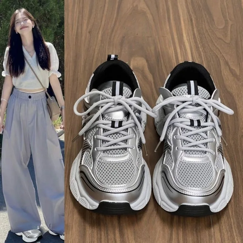 Women's Platform Sneakers Autumn New Height Increase Outdoor Non Slip Casual Shoes Lace Up Breathable Comfort Vulcanized Shoes