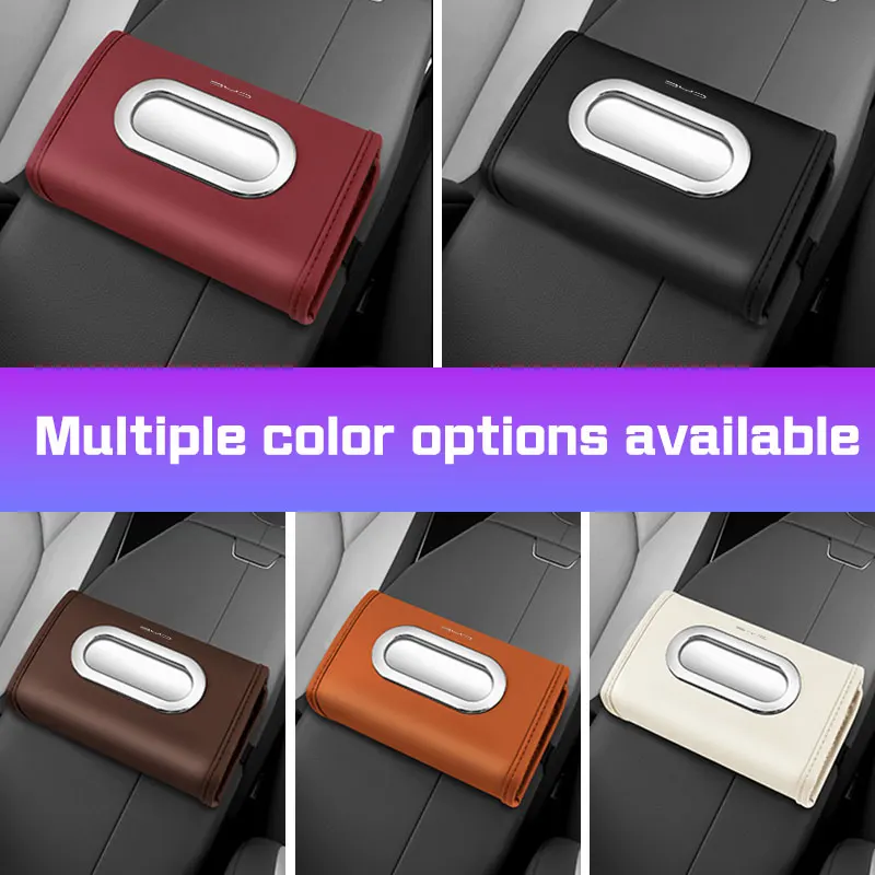Nappa Leather Car Tissue Box For BYD KING DMI BYD Chazor Seagull Seal Sealion 06 EV/Dmi Yuan Plus Song Max Hanging Kleenex Bag