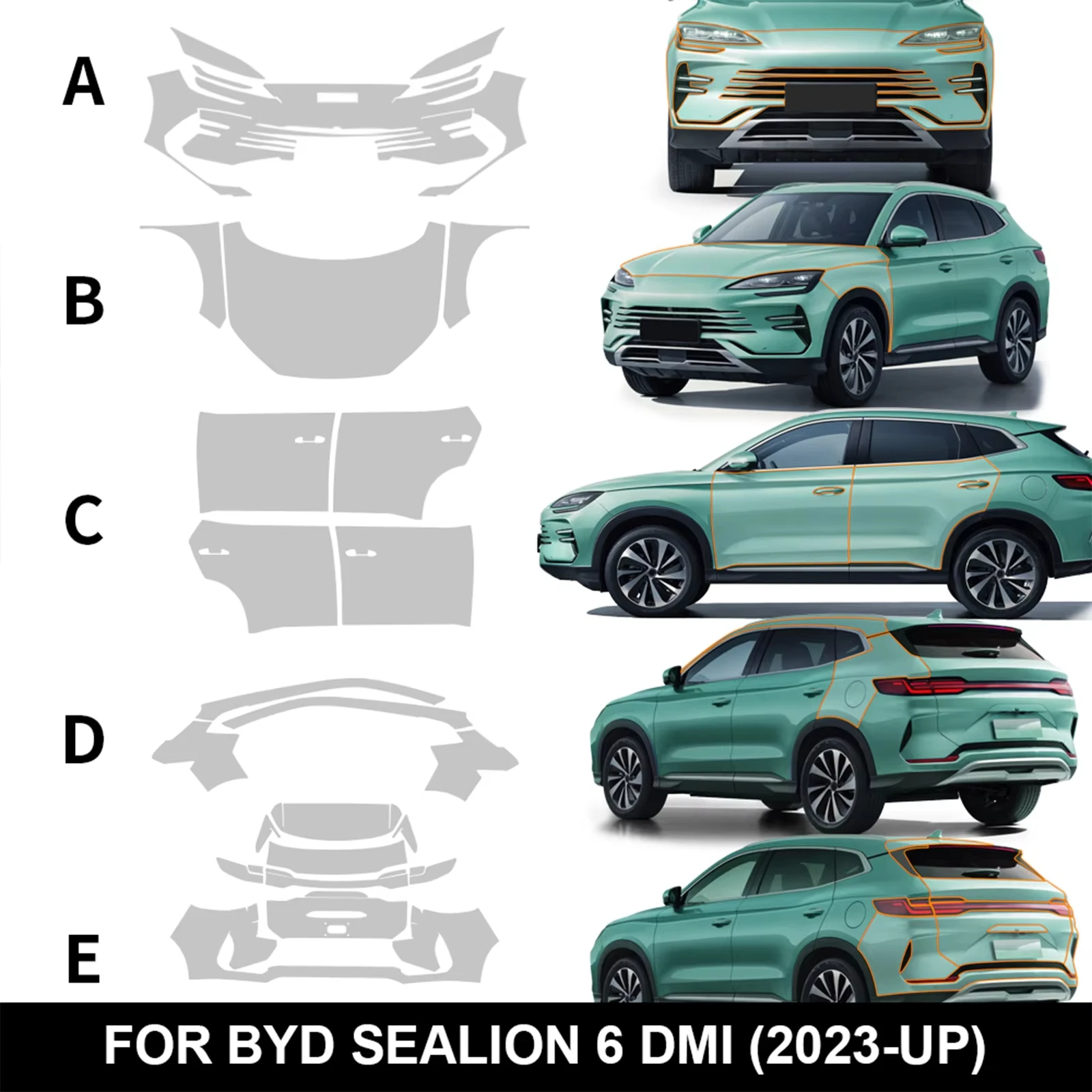 For BYD SEALION 6 DMI 2023 2024 TPU Paint Protection Film Self-Healing Clear Bra Pre-cut PPF Kit Car Body Anti-Scratch Resistant