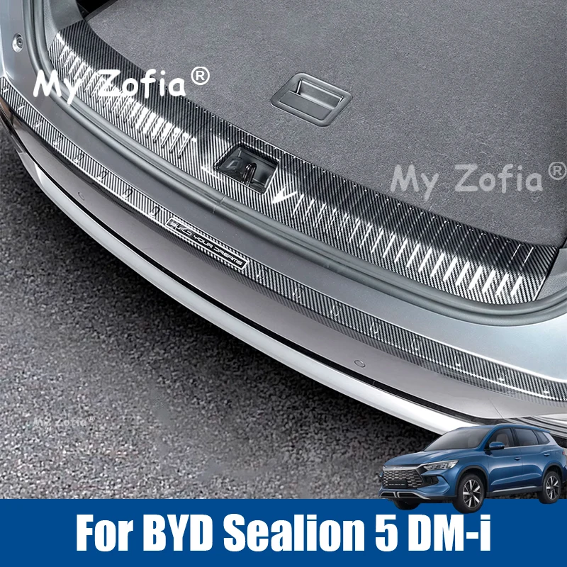 For BYD Sealion 5 DMI 2025 2026 Car ABS Carbon Fiber Rear Trunk Protector Plate Anti Hit/Dust Sill Decoration Cover Accessories