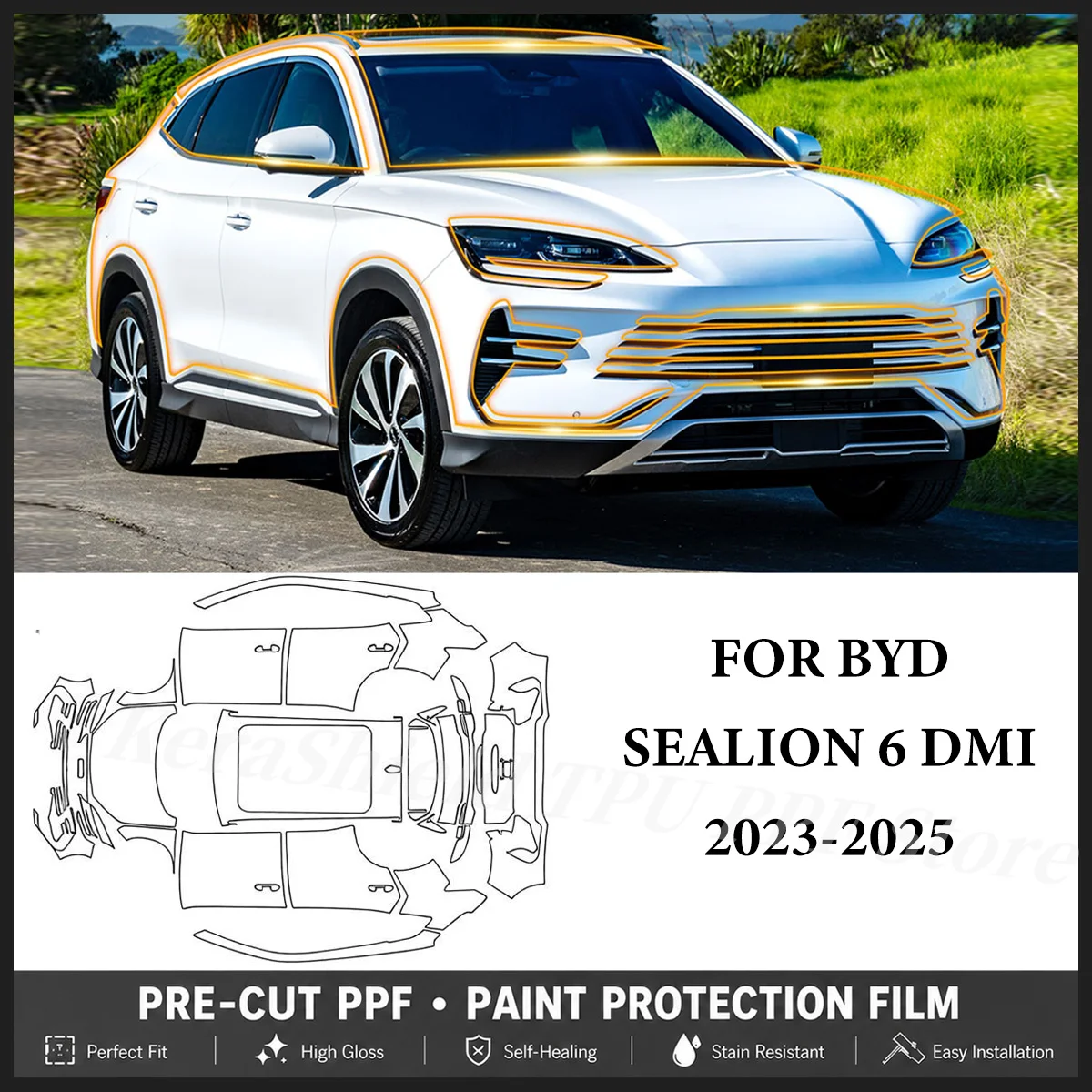 Clear TPU Cover FOR BYD SEALION 6 DMI 2023-2025 Pre-cut PPF Paint Protection Film Car Body Anti-Scratch Bra Resistant Repairable