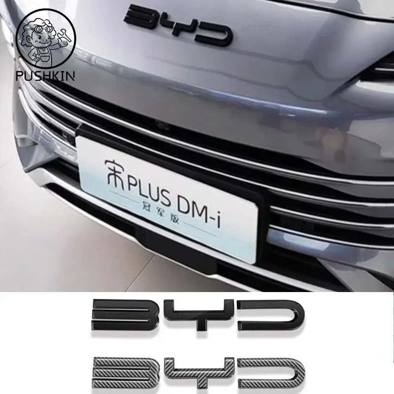 For BYD Song Plus EV DMI 2024 2025 BYD SEALION 6 Accessories Car Front Bumper Emblem Badge Decal Black Carbon Logo Refit Sticker