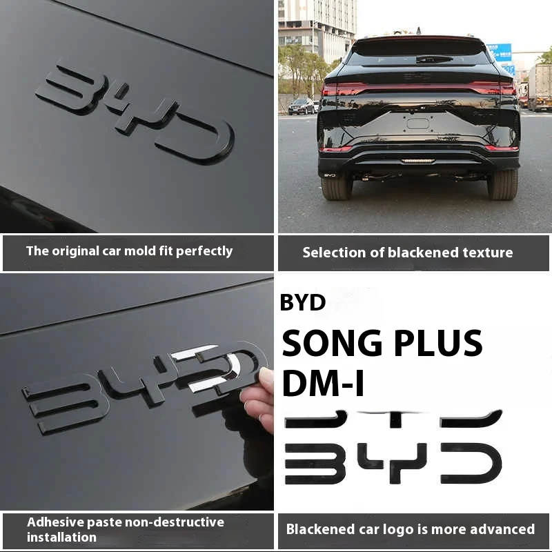 For BYD Song Plus DMI Seal U Sealion 6 Black Front Emblem Modification Black Warrior Car Badge Covering Styles Logo