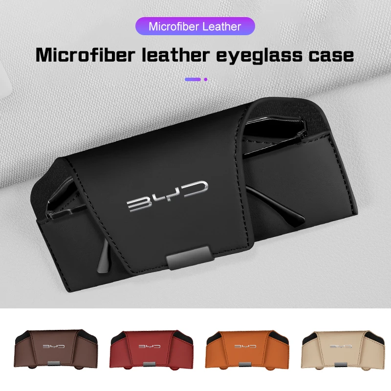 Leather Car Visor Glasses Case For BYD Song Plus Sealion 6 Seal U Tang L Dmi EV F3 I3 S7 G3 M6 L3 Seagull Sunglasses Holder Box