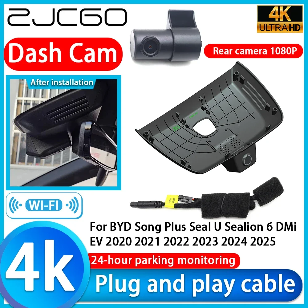 ZJCGO for BYD Song Plus Seal U Sealion 6 DMi EV 2020 2021 2022 2023 2024 2025 Video Recorder 4K UHD Plug and Play DVR Dash Cam