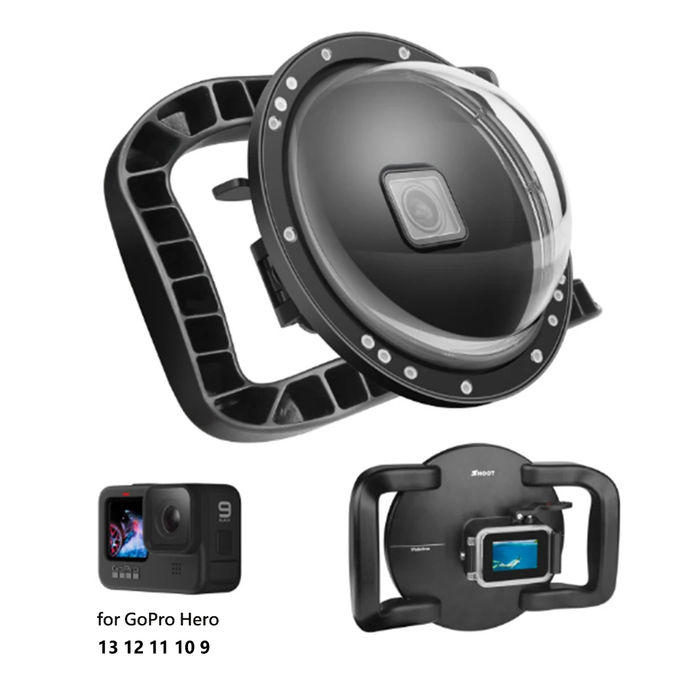 Underwater Diving Dome Port for GoPro Hero 13/12/11/10/9 Sport Camera Accessories Dual Handle Trigger Waterproof Case Lens Cover