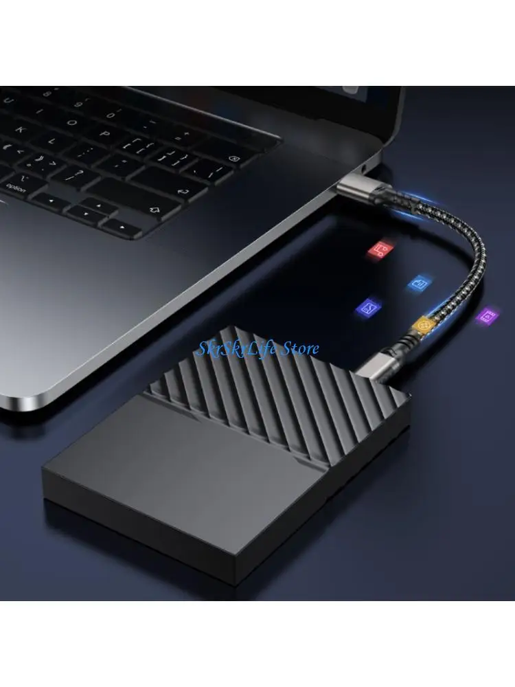 E65E 10Gbps 60W Type C Data Cable Nylon Braided Fast Charging Cord Transmission Data Cable Suitable for Laptop Phone Car