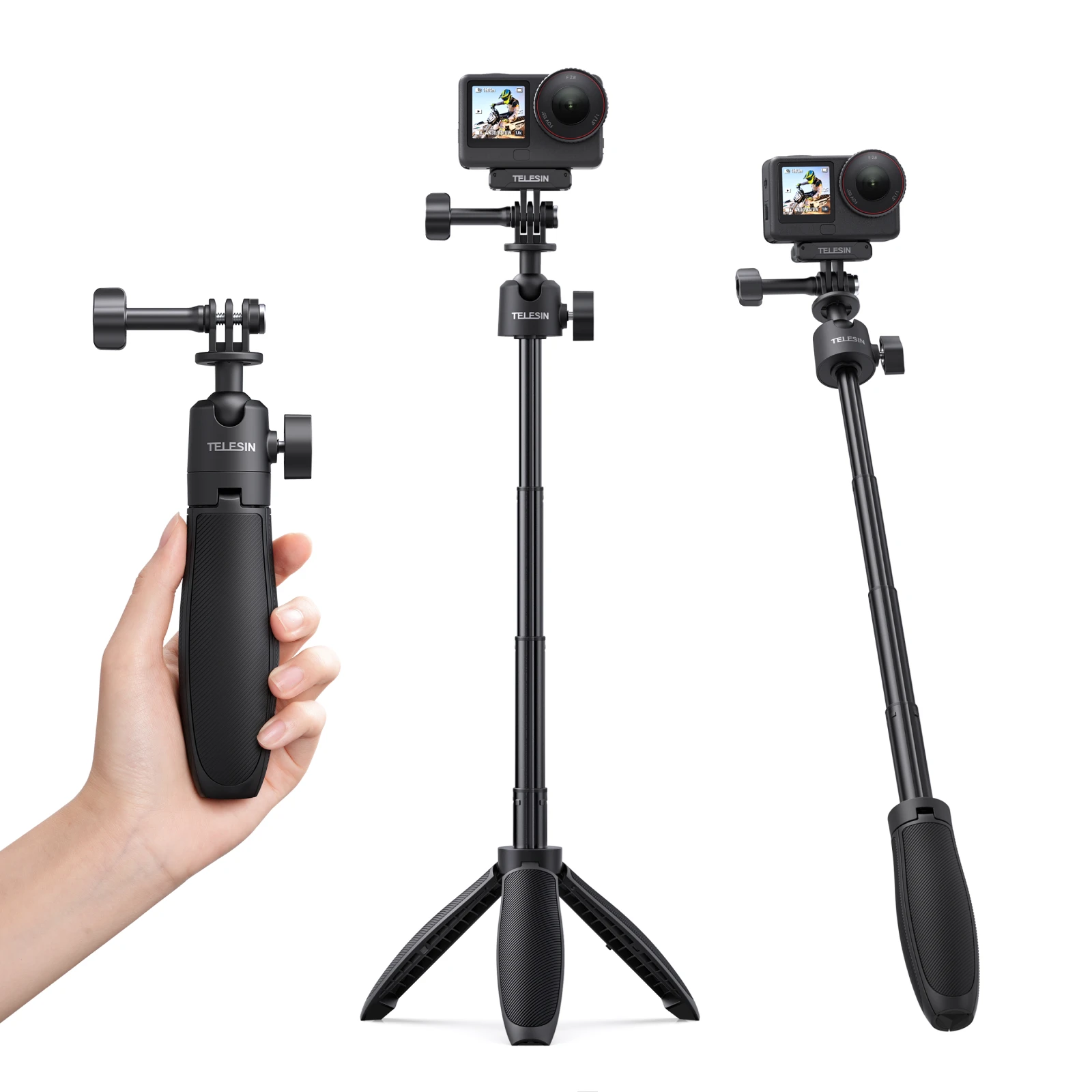 TELESIN for DJI ACTION 6/5pro 4 3 Mini Selfie Stick Tripod Portable Adjustable Length for DJI ACTION 6 5PRO 4 3 Aaccessories