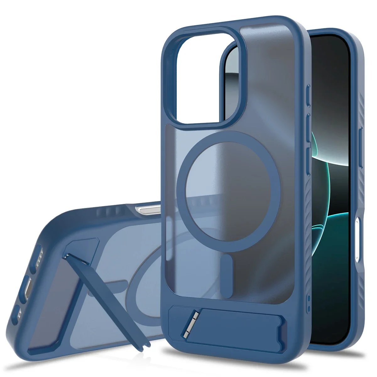 Magnetic Fold Stand Case For iPhone 17 16 15 14 Plus 13 12 Pro Max Military Shockproof Translucent Bracket Wireless Charge Cover