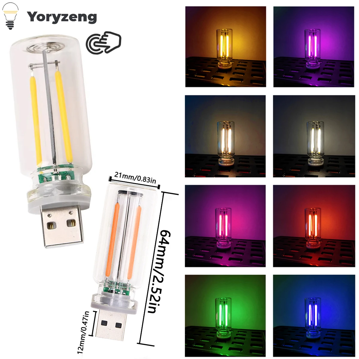 Retro Usb Led Filament Night Light Dimming Atmosphere Lamp Touch Mini Bulb Incandescent Warm Car Pink Red Cob Cold 5v Decorative