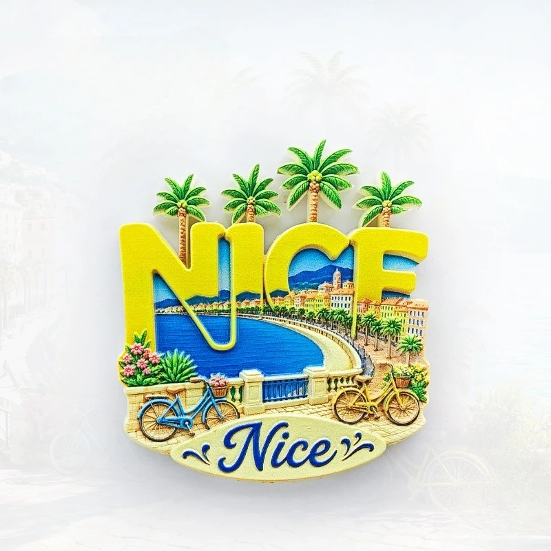 Nice Alphabet Promenade Fridge Magnet - Relaxed 3D French Riviera Souvenir Unique Mediterranean Gift for Travel & Coastal Decor