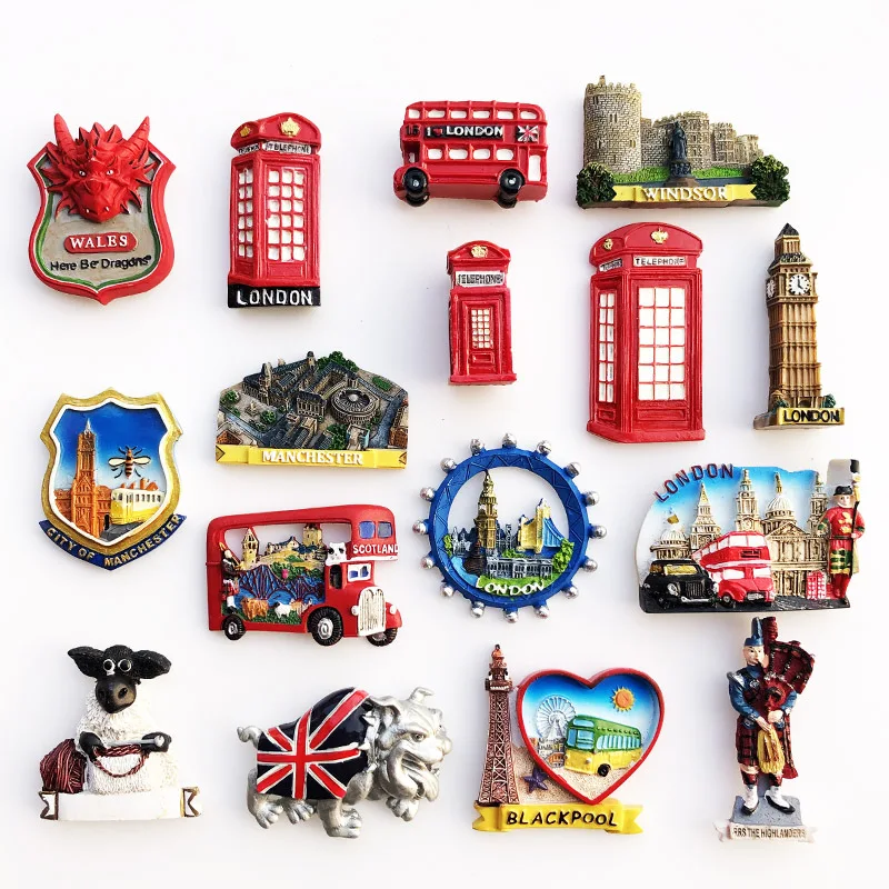 United Kingdom 3D Fridge Magnets Tourism Souvenir Craft Resin Refrigerator Magnets Sticker Collection Handicraft Gift Decoration