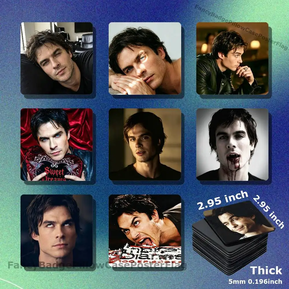 V-Vampire Diaries Ian Somerhalder   Magnetic Square Refrigerator Sticker Creative DIY Acrylic Fridge Magnets Souvenir Gift